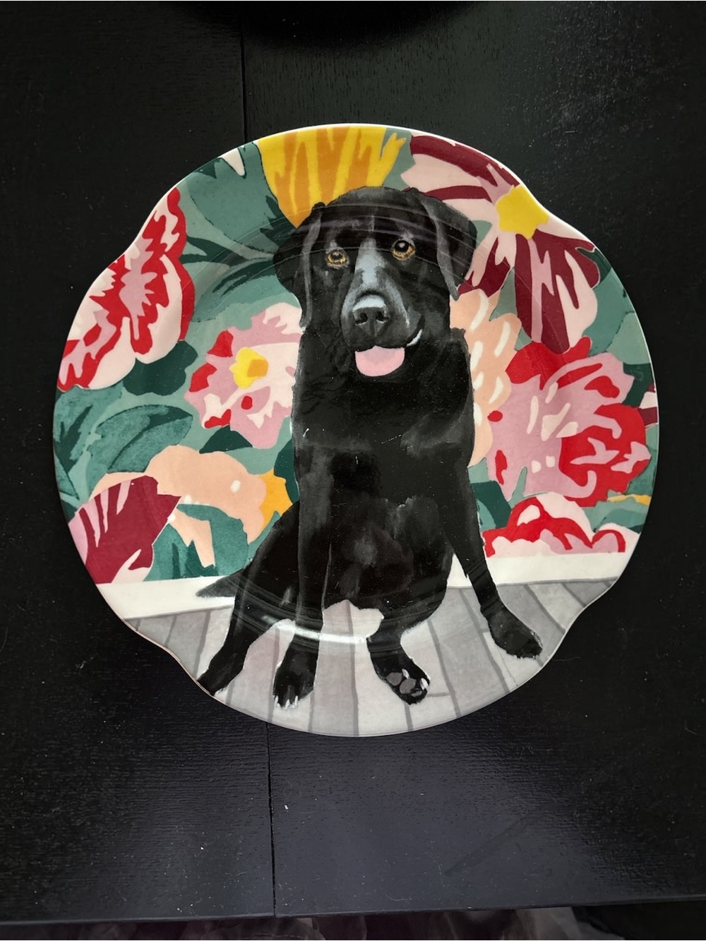 Anthropologie Sweet Ruby Black Lab Plate